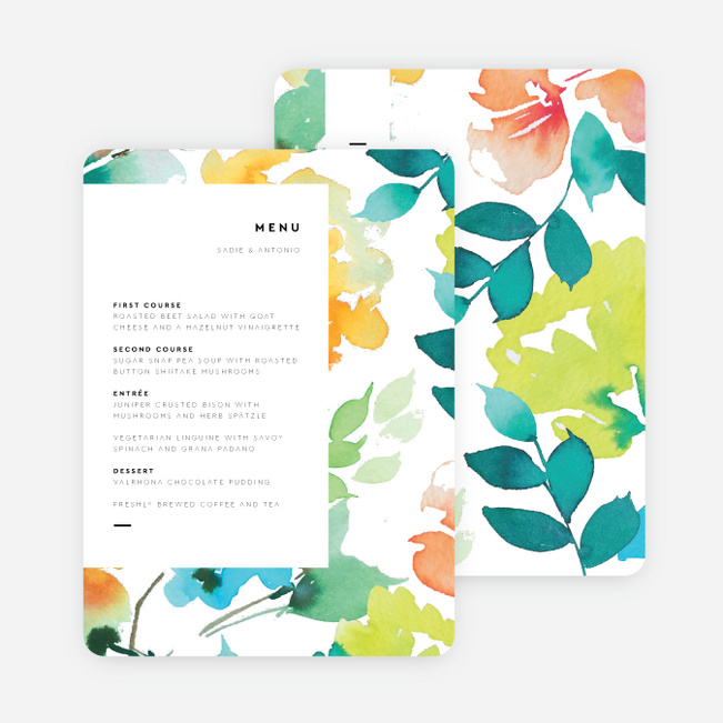 Springtime Watercolors Wedding Menus - Multi