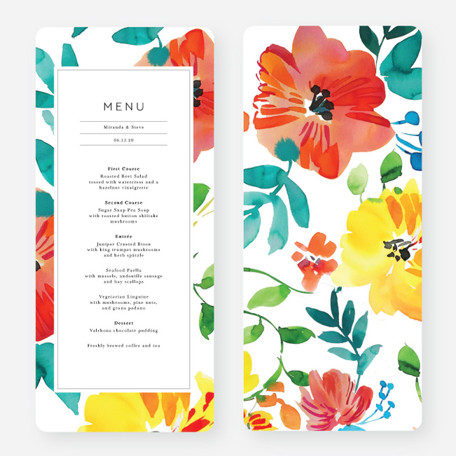 Tropical Celebration Wedding Menus - Multi