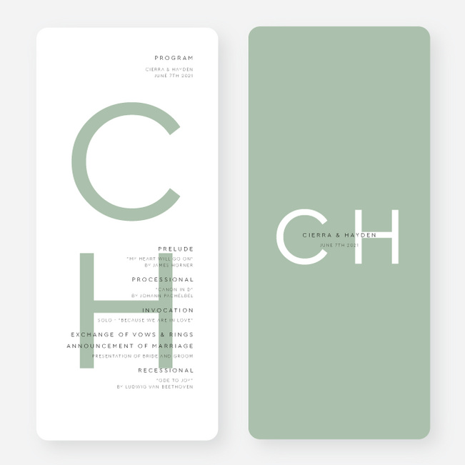 Big and Small Wedding Programs - Green