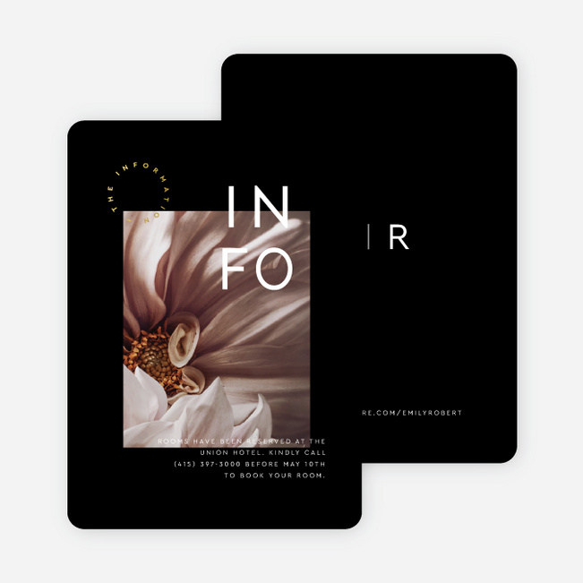 Foil Passionate Love Wedding Information Cards - Yellow