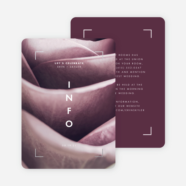 Foil Unfolding Romance Wedding Information Cards - Purple