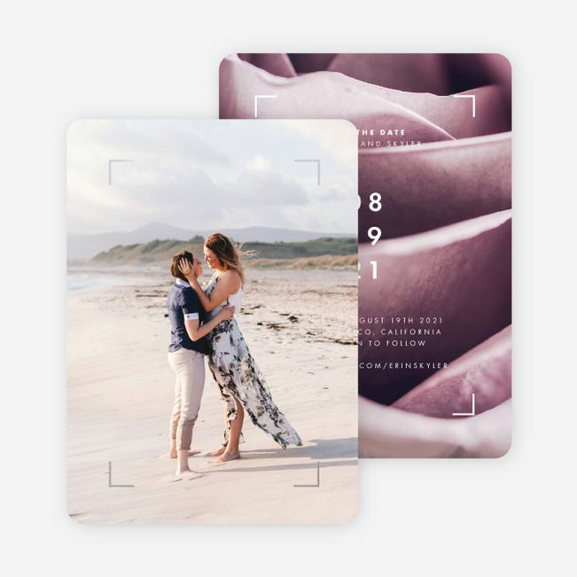 Foil Unfolding Romance Save the Date Cards - Purple