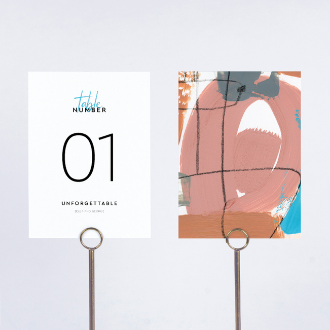 Abstract Beauty Wedding Table Cards - Blue