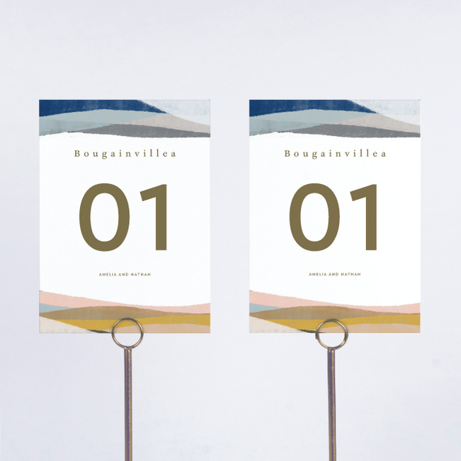 Earthy Waves Wedding Table Cards - Green