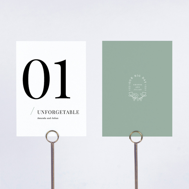 Floral Simplicity Wedding Table Cards - Green