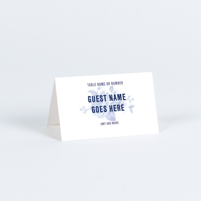 Rosy Outlook Wedding Name Cards & Place Cards - Blue