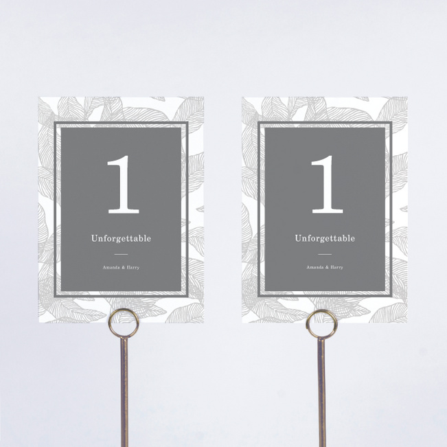 Textile Inspired Wedding Table Cards - Gray
