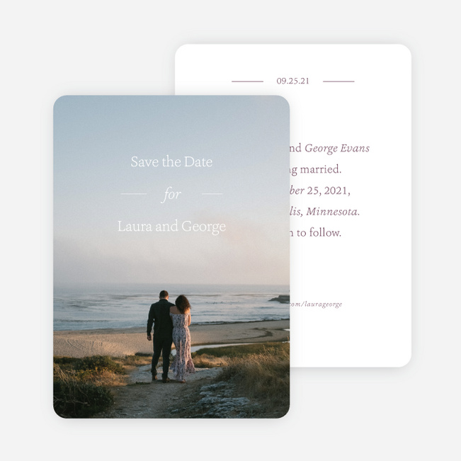 Story Beginnings Save the Date Cards - Purple