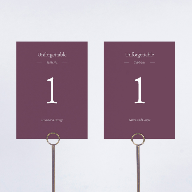 Story Beginnings Wedding Table Cards - Purple