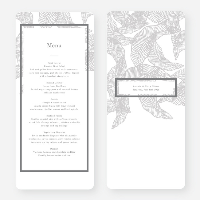 Textile Inspired Wedding Menus - Gray
