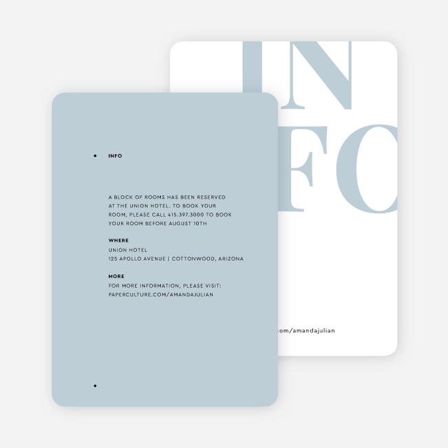 Bold Watermark Wedding Information Cards - Blue