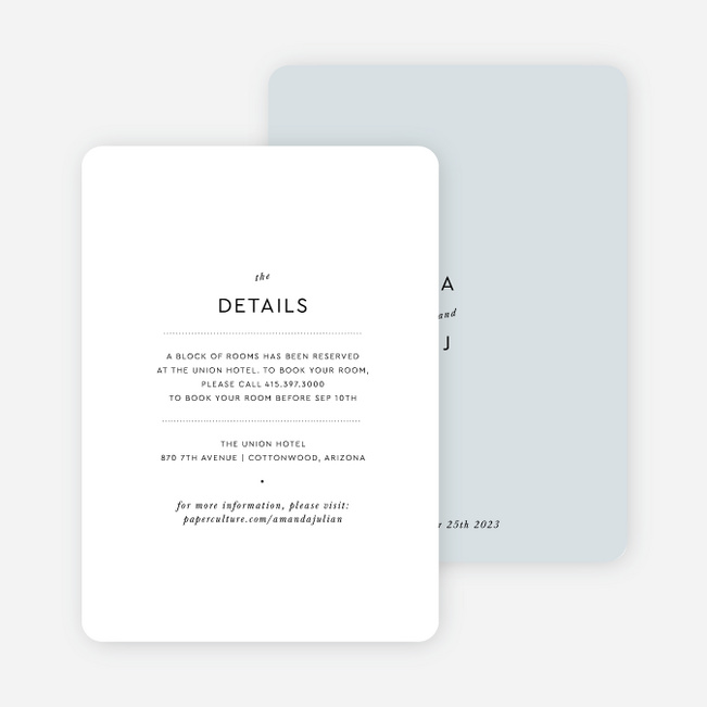 Headline Act Wedding Information Cards - Blue