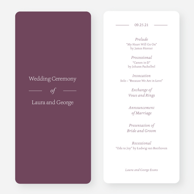 Story Beginnings Wedding Programs - Purple