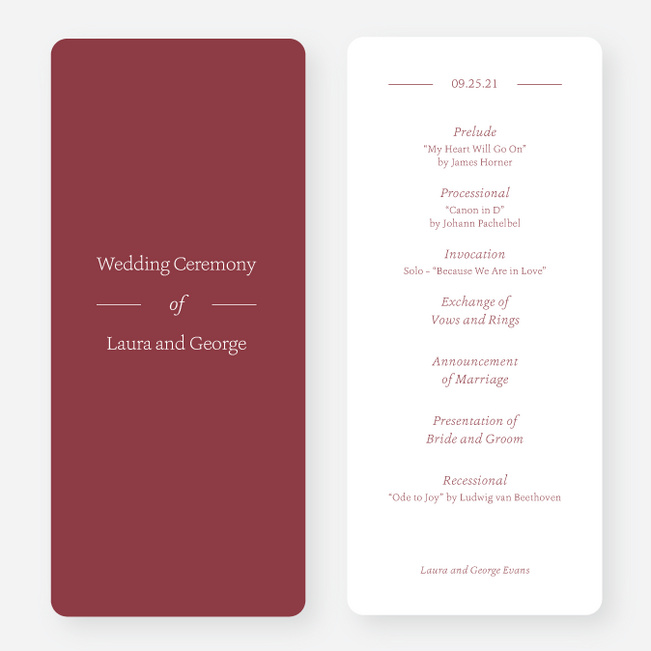 Story Beginnings Wedding Programs - Red