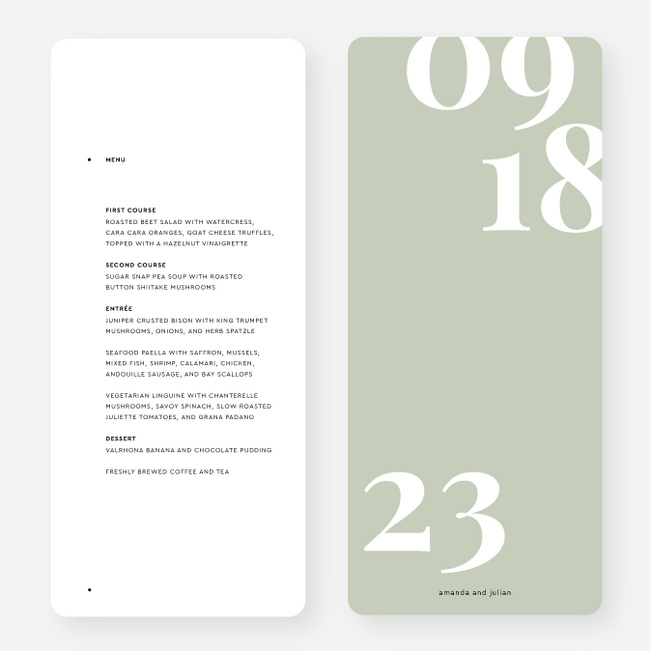 Bold Watermark Wedding Menus - Green