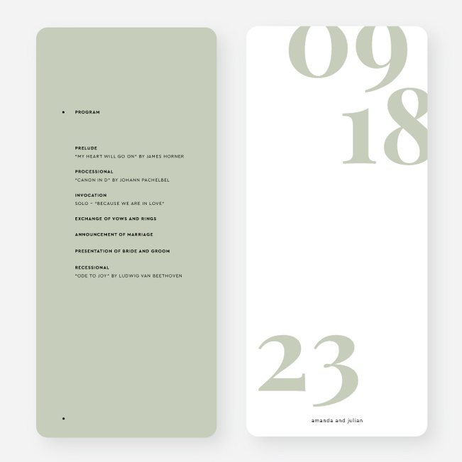 Bold Watermark Wedding Programs - Green