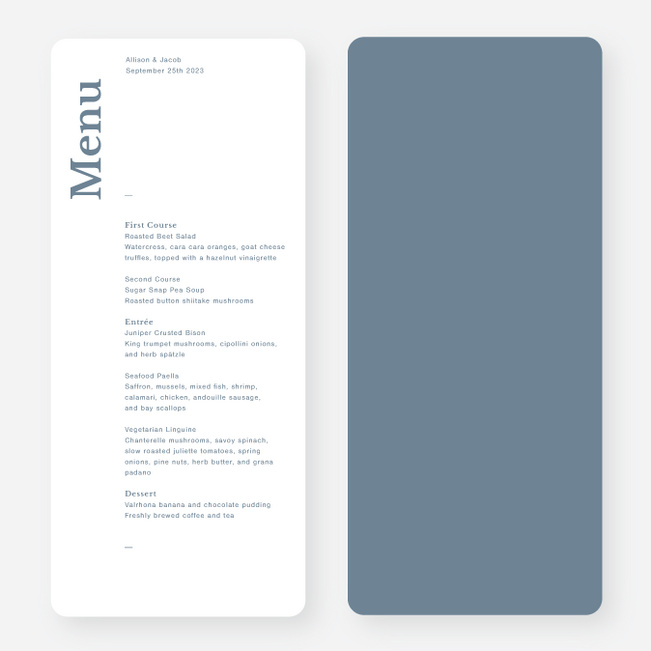 Novel Idea Wedding Menus - Blue