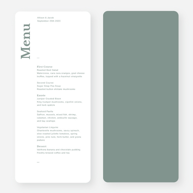 Novel Idea Wedding Menus - Green