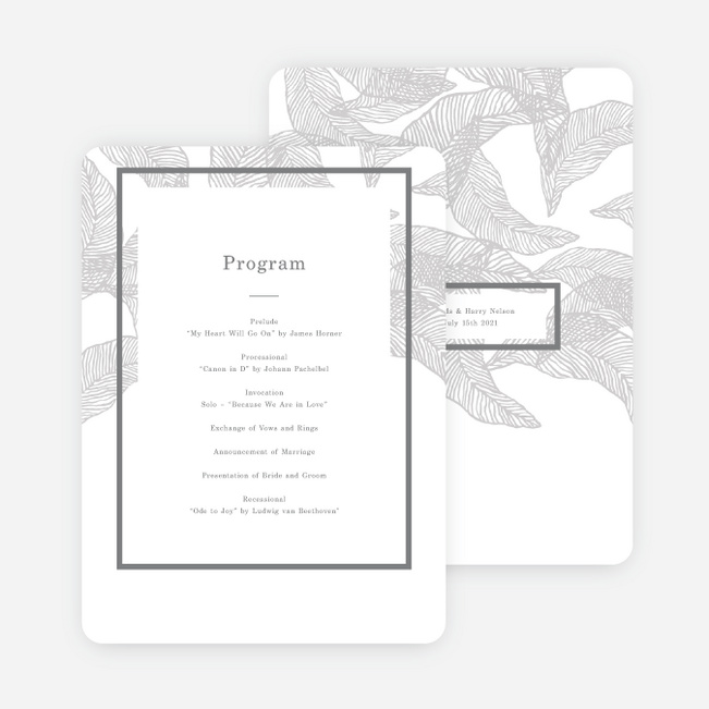 Textile Inspired Wedding Programs - Gray