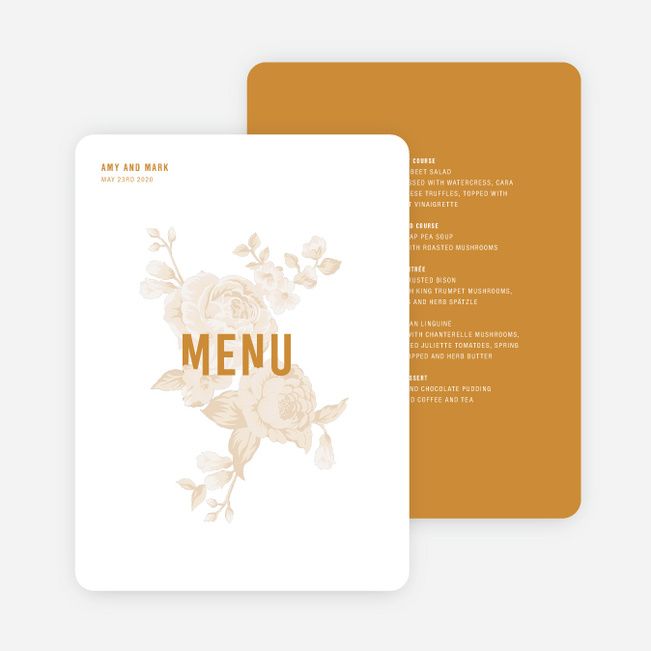 Weaved Roses Wedding Menus - Yellow