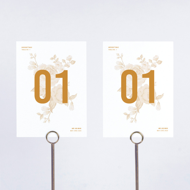 Weaved Roses Wedding Table Cards - Yellow