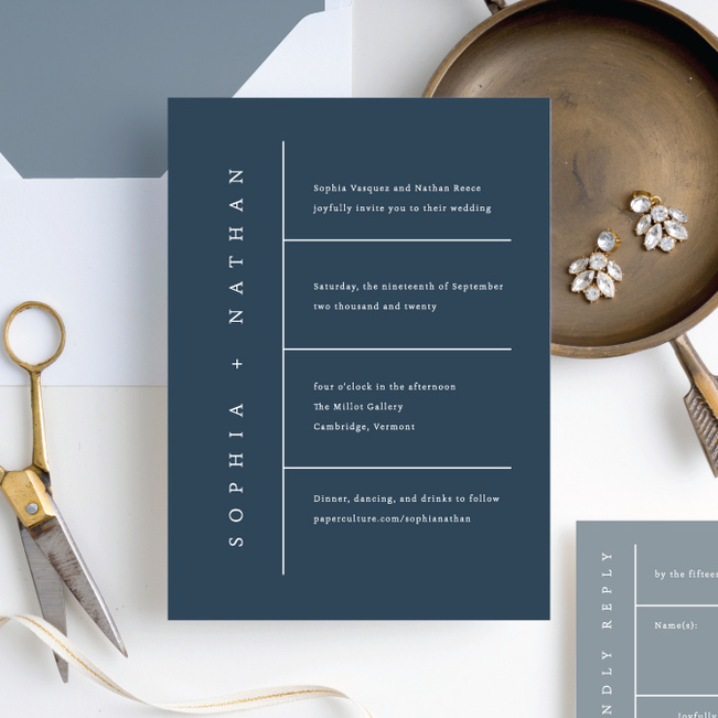 Classic Grid Wedding Invitation Suites - Blue