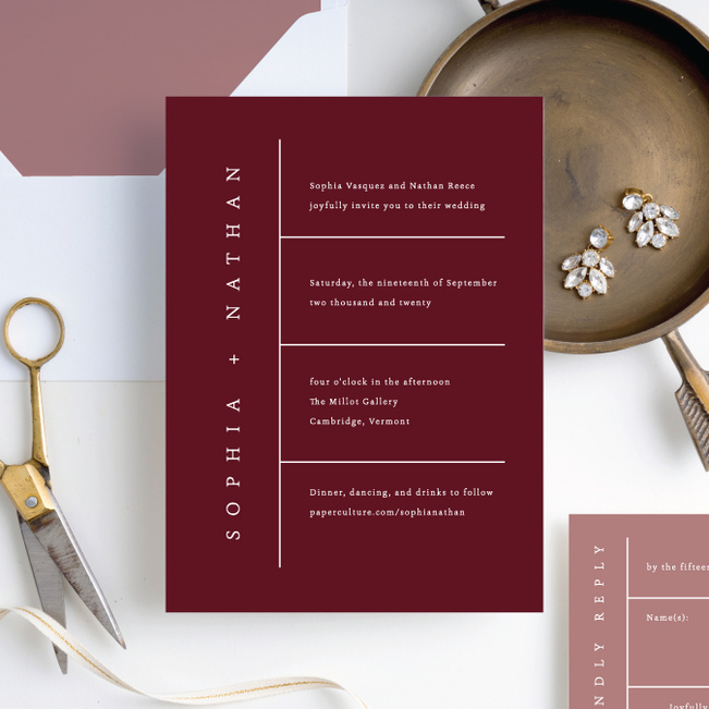 Classic Grid Wedding Invitation Suites - Red