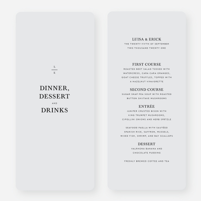 Harmonious Union Wedding Menus - Gray