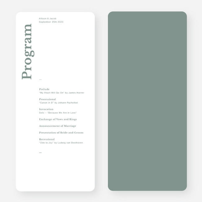 Novel Idea Wedding Programs - Green