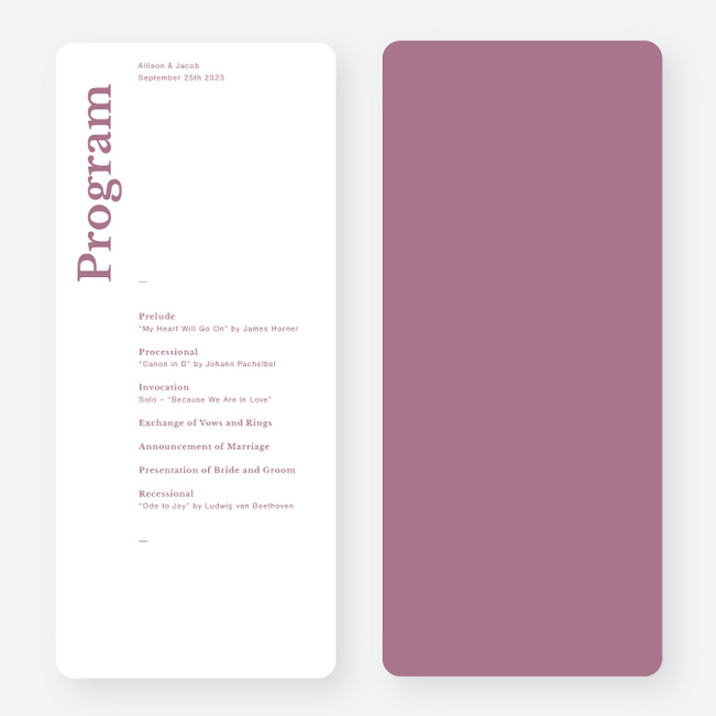 Novel Idea Wedding Programs - Pink