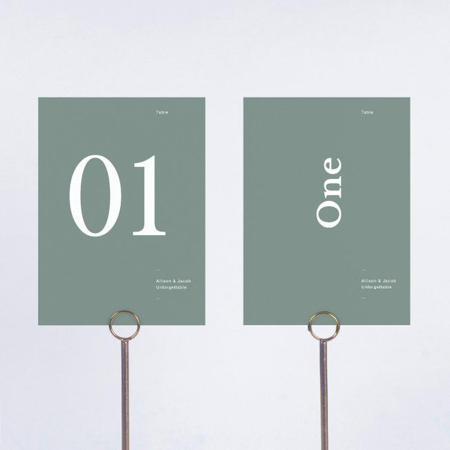 Novel Idea Wedding Table Cards - Green