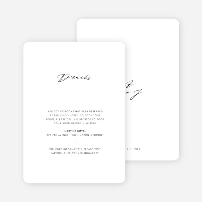 Something New Wedding Information Cards - White