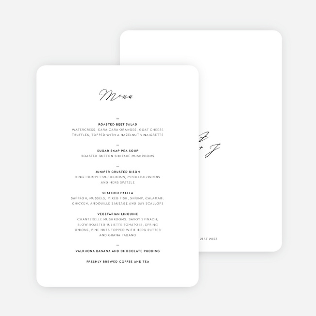 Something New Wedding Menus - White