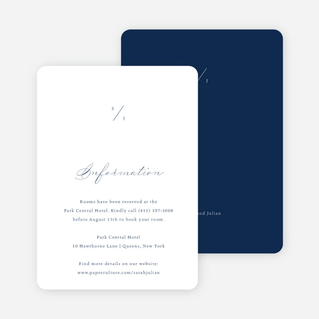 A Classy Affair Wedding Information Cards - Blue