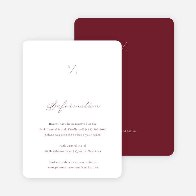 A Classy Affair Wedding Information Cards - Red