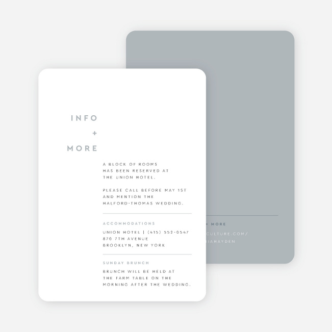 Perfectly Balanced Wedding Information Cards - Blue