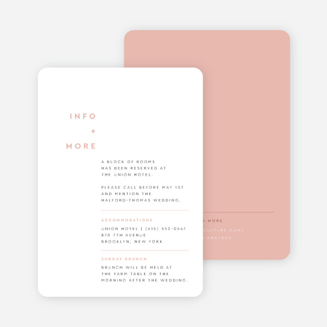 Perfectly Balanced Wedding Information Cards - Pink