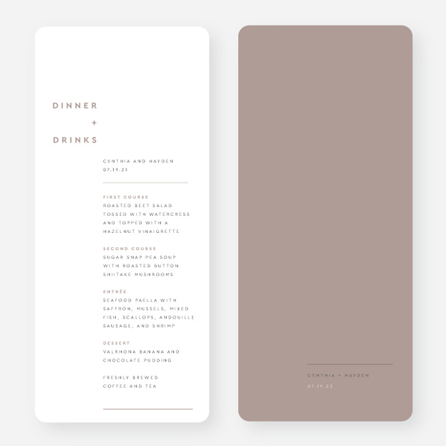 Perfectly Balanced Wedding Menus - Brown