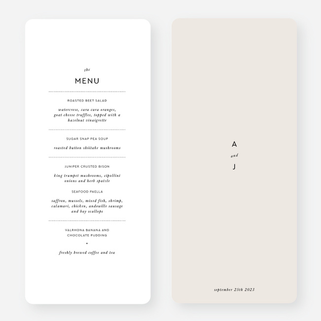 Headline Act Wedding Menus - Beige