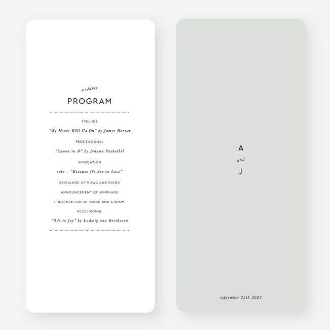 Headline Act Wedding Programs - Green