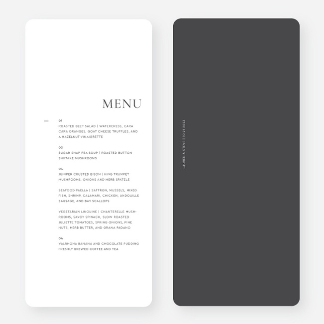 Marvelous Moment Wedding Menus - White