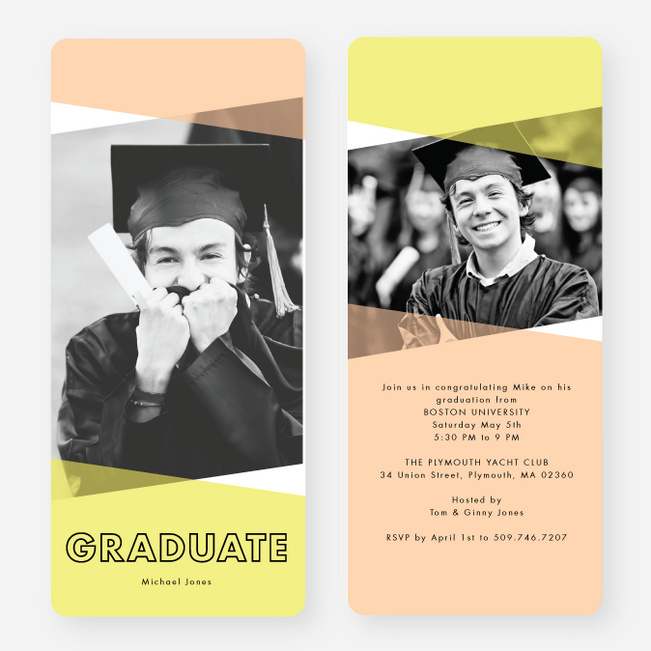 Graduation Announcements with Geometric Triangles - Orange