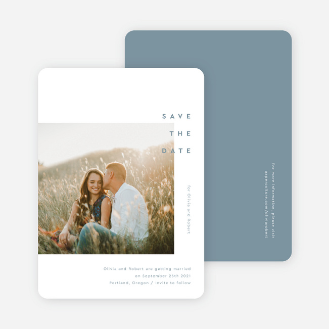 All Lined Up Save the Date Cards - Blue
