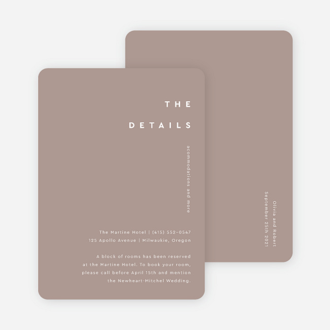 All Lined Up Wedding Information Cards - Beige