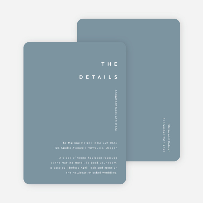 All Lined Up Wedding Information Cards - Blue