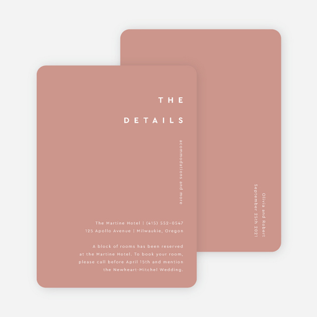 All Lined Up Wedding Information Cards - Pink