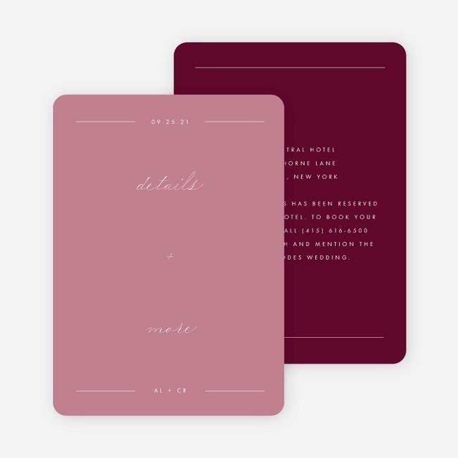 Grand Statement Wedding Information Cards - Pink