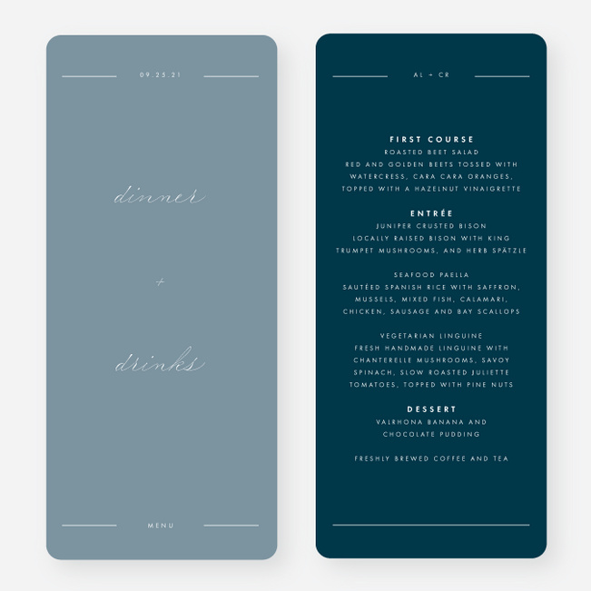Grand Statement Wedding Menus - Blue