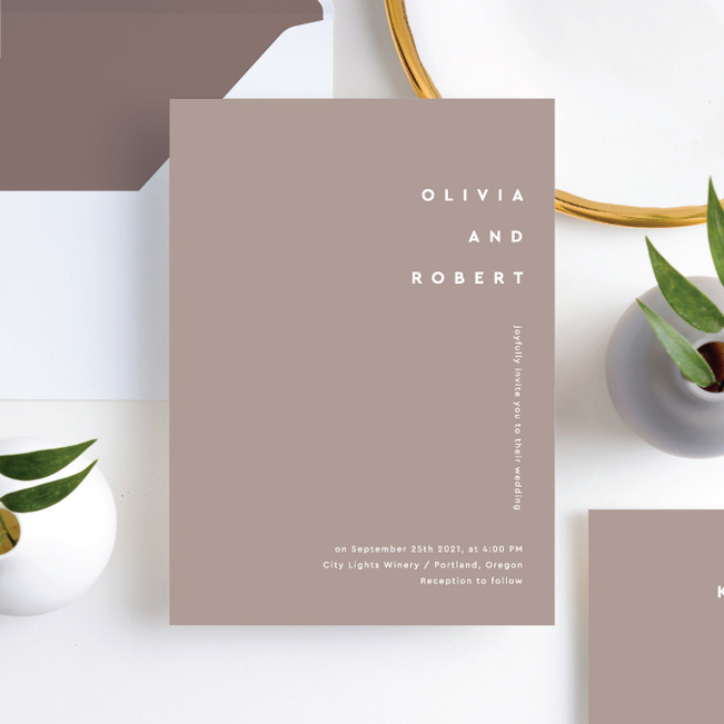 All Lined Up Wedding Invitation Suites - Beige