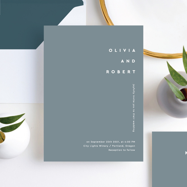 All Lined Up Wedding Invitation Suites - Blue